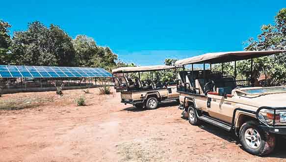 Green Safaris electric vehicle and solar panels