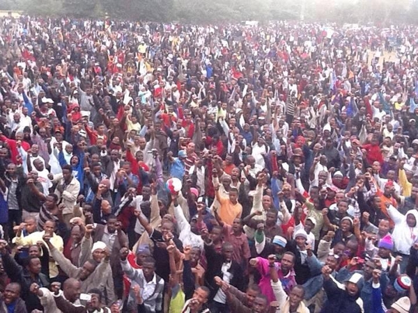 The gathering of CHADEMA party supporters before the bomb blast