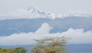 Mount Kenya through the clouds photographed from Solio Lodge, Laikipia Plateau, Kenya