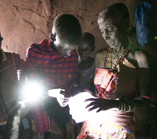 Solar light distribution with northern Tanzania villagers
