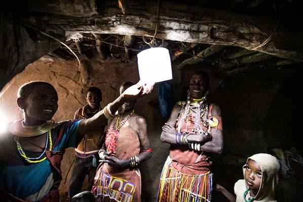 Community visit with solar lights and Sababu Safaris