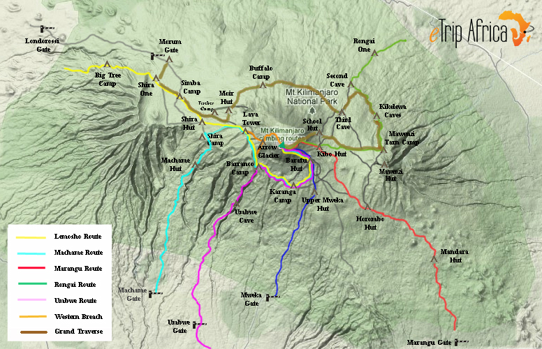 Routes of Kilimanjaro eTrip Africa