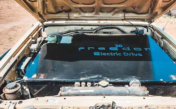Green Safaris electric battery in safari vehicle