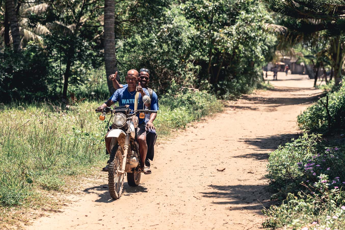 Men on motorcycle near Manafiafy